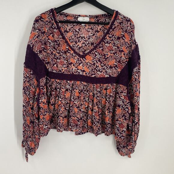 Patrons of Peace Crochet Top Women’s Large Floral Bohemian Cottage Praire 822 - Picture 1 of 10